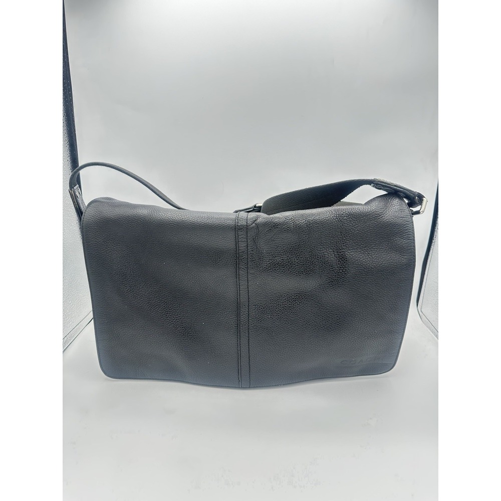 Coach Pebbled Leather Messenger Bag Style F70423 Long Adjustable Strap  Black